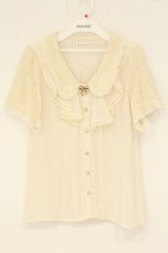 画像1: axes femme / フェミニンラッフルブラウス M キナリ O-26-08-15-050-AX-BL-OW-OS (1)