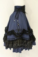 画像4: Ozz oneste / Whimsical Rosy Catsフリルスカート  ネイビー O-26-08-15-073-OO-SK-OW-OS (4)