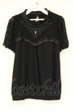 画像1: axes femme / プチスタンドレース使いプルオーバー M クロ O-26-08-15-013-AX-TO-IG-OS (1)