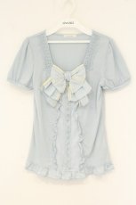 画像1: axes femme / ラメ入りBIGリボンプルオーバー M サックス O-26-08-15-018-AX-TO-IG-OS (1)