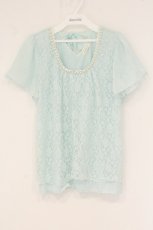画像1: axes femme / シフォンレーシートップス M ミント O-26-08-15-020-AX-TO-IG-OS (1)
