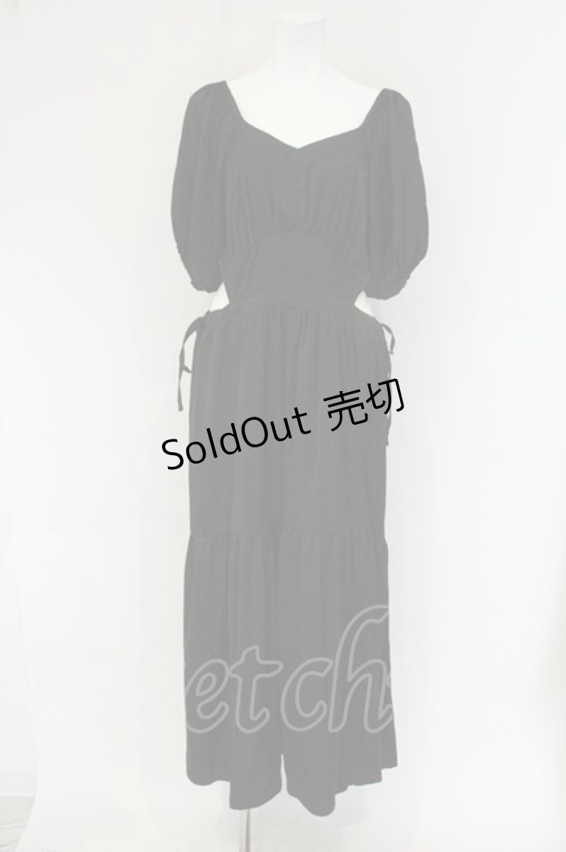 画像1: axes femme POETIQUE / パフ袖ウエストカットワンピース M クロ O-26-08-19-035-AX-OP-OW-OS (1)