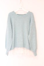 画像1: axes femme / 裾レースふわふわニットプルオーバー F ミント O-26-08-19-002-AX-TO-IG-OS (1)