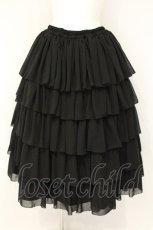 画像1: MARBLE / 5段フリルロングボリュームスカート  ブラック シフォン O-26-08-20-038-GO-SK-IG-OS (1)