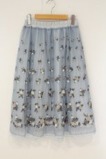 画像1: axes femme / ローズガーデン刺繍スカート M サックス O-26-08-20-006-AX-SK-OW-OS (1)