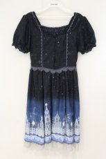 画像1: axes femme / グラデーションお城柄ワンピース  ネイビー O-26-08-20-050-AX-OP-OW-OS (1)
