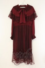 画像1: axes femme / リボン付ケープワンピース M ワイン O-26-08-20-057-AX-OP-OW-OS (1)