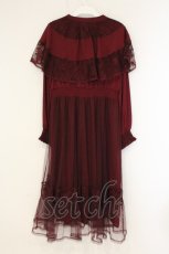 画像4: axes femme / リボン付ケープワンピース M ワイン O-26-08-20-057-AX-OP-OW-OS (4)