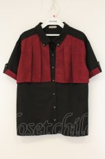 画像1: axes femme / ジャカード×プリーツブラウス F ワイン×クロ O-26-08-20-060-AX-BL-OW-OS (1)