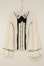 画像1: axes femme / クロスローズ刺繍ブラウス M キナリ O-26-08-20-068-AX-BL-OW-OS (1)
