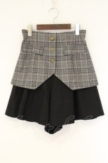 画像1: axes femme POETIQUE / チェック切り替えキュロットパンツ M クロ O-26-08-20-009-AX-SK-OW-OS (1)