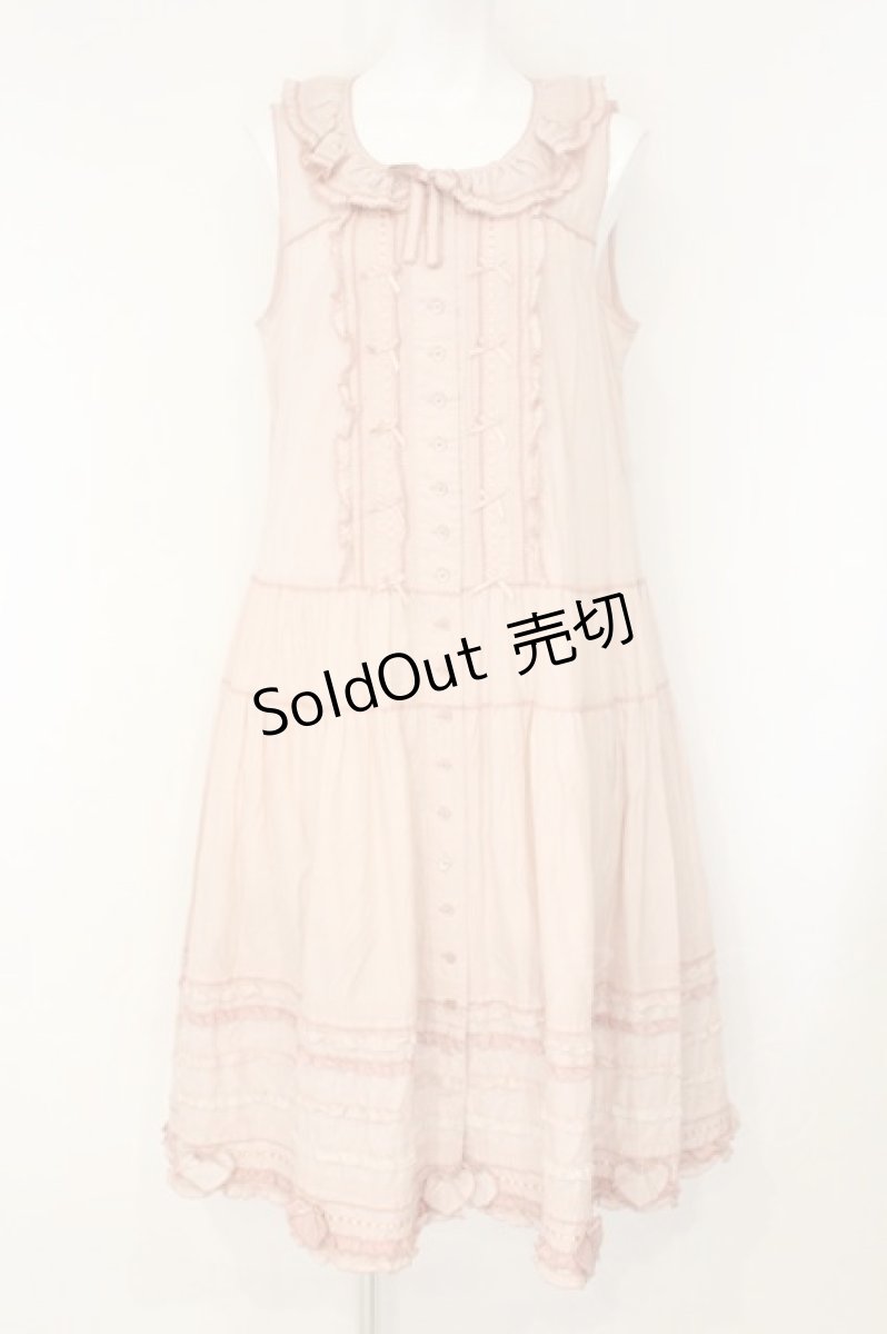 画像1: PINK HOUSE / ハートワッペンローンフリルワンピース  ピンク O-26-08-20-084-LO-OP-IG-OS (1)