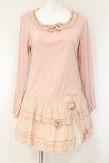 画像1: PINK HOUSE / ローンフリル切り替えティアードチュニック  ピンク O-26-08-20-085-LO-TO-IG-OS (1)