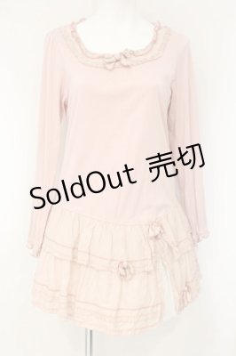 Preview of ローンフリル切り替えティアードチュニック  ピンク