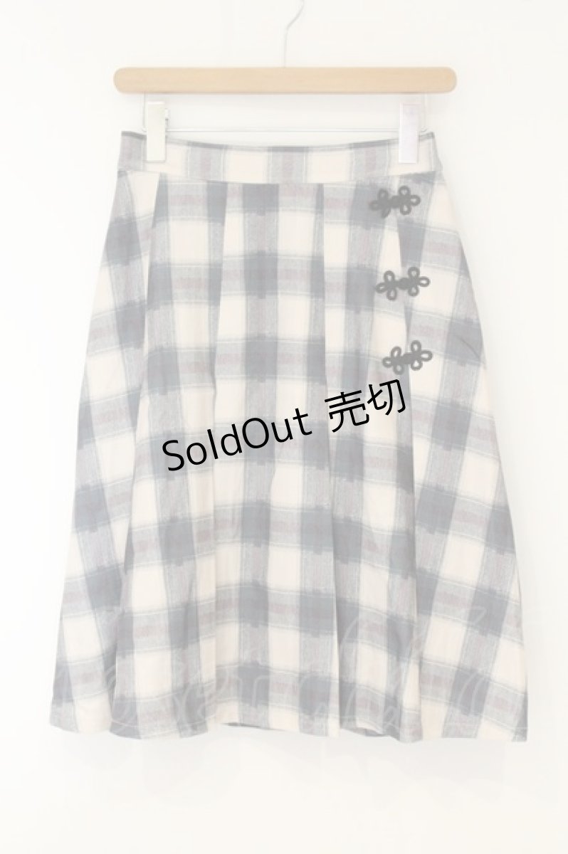 画像1: axes femme POETIQUE / チャイナボタンチェックプリーツスカート M キナリ O-26-08-20-019-AX-SK-OW-ZT791 (1)