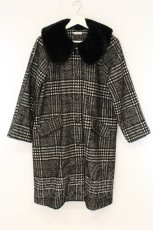 画像1: axes femme / ファー襟チェックコート M クロ O-26-08-20-020-AX-CO-OW-OS (1)