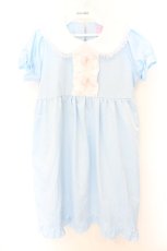 画像1: Nile Perch / サテンフリルワンピース  サックス×シロ O-26-08-21-026-LO-OP-IG-OS (1)