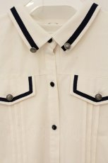 画像2: axes femme / ミリタリー風タイ付ブラウス M キナリ O-26-08-22-032-AX-BL-OW-OS (2)