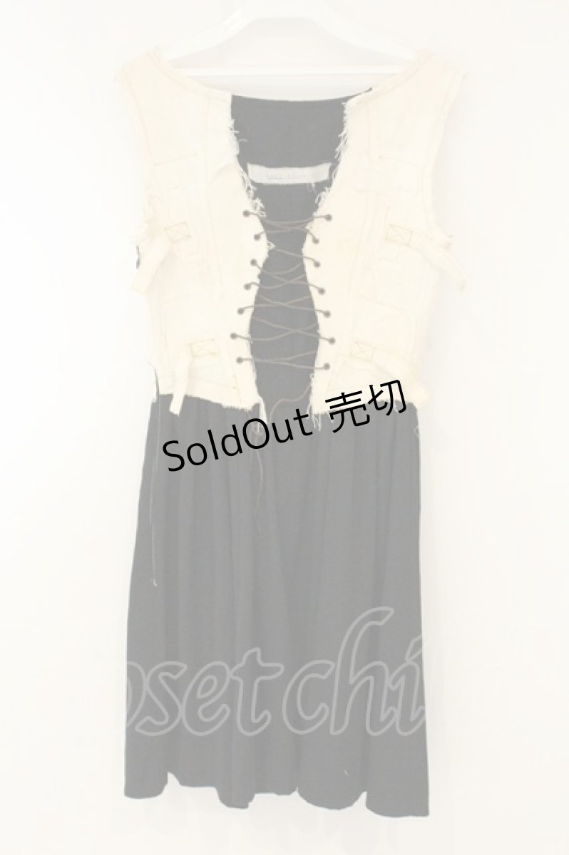 画像4: alice auaa / 14S/S【sleeps in water】 剥離ミニワンピース  ブラック×オフホワイト O-26-08-22-056-AA-OP-IG-OS (4)