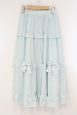 画像1: axes femme POETIQUE / シアーギンガムティアードスカート M サックス O-26-08-22-059-AX-SK-OW-OS (1)
