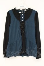 画像1: axes femme / 重ね着風プルオーバー M グリーン×クロ O-26-08-22-107-AX-TO-OW-OS (1)