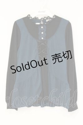 Preview of 重ね着風プルオーバー M グリーン×クロ