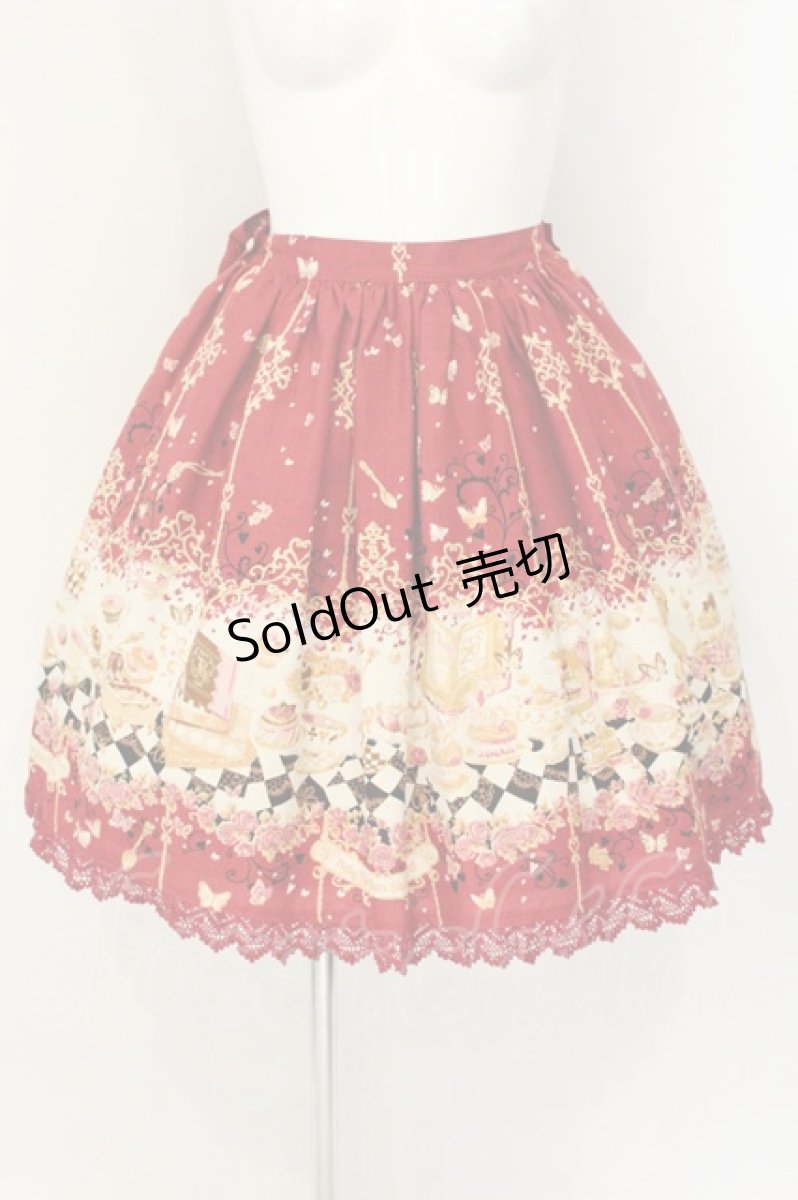 画像1: BABY,THE STARS SHINE BRIGHT / Clockwork tea party柄スカート  ローズティー（えんじ×えんじレース） O-26-08-22-112-BA-SK-OW-OS (1)