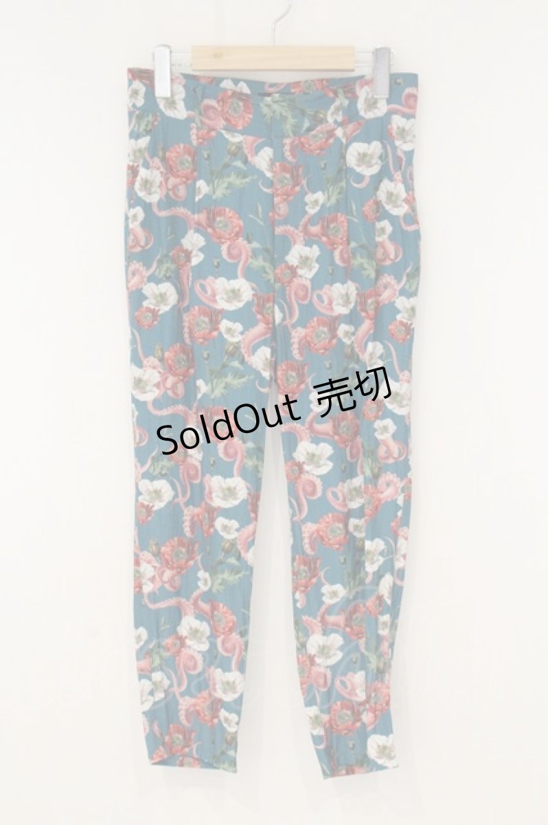画像1: pays des fees  / 2019Autumn/Winter Collection[CUT-UP]Opium poppy Slacks　パンツ 1 グリーン×マルチカラー O-26-08-22-123-PU-PA-OW-OS (1)