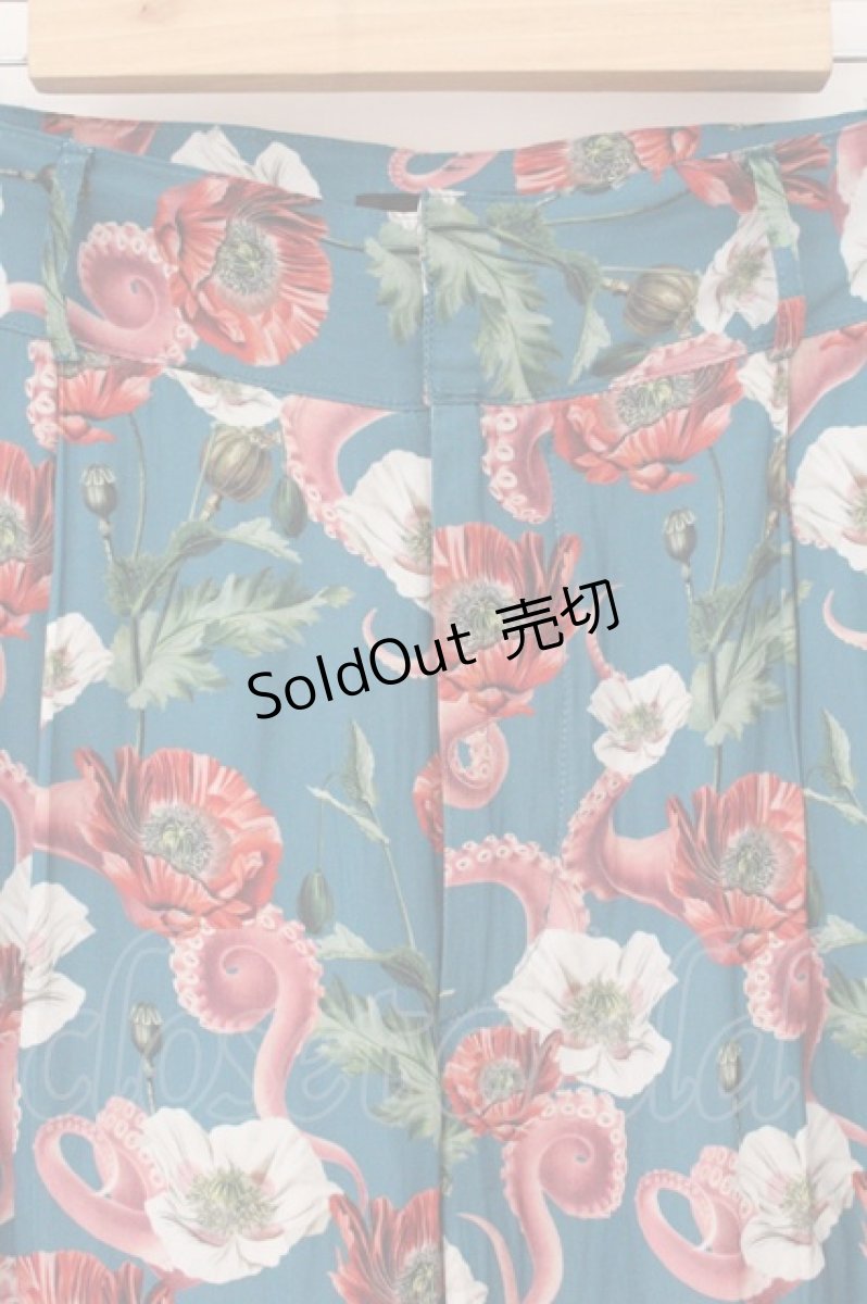 画像2: pays des fees  / 2019Autumn/Winter Collection[CUT-UP]Opium poppy Slacks　パンツ 1 グリーン×マルチカラー O-26-08-22-123-PU-PA-OW-OS (2)