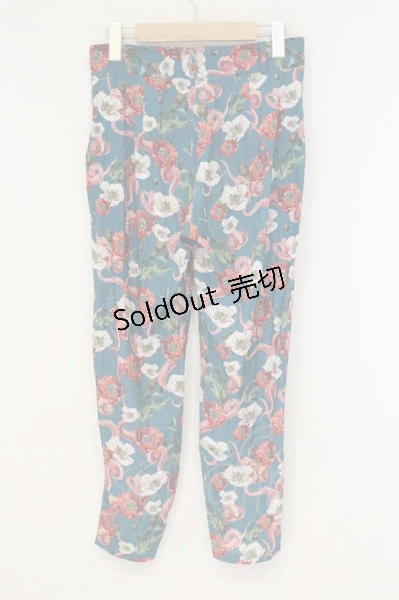 画像4: pays des fees  / 2019Autumn/Winter Collection[CUT-UP]Opium poppy Slacks　パンツ 1 グリーン×マルチカラー O-26-08-22-123-PU-PA-OW-OS (4)