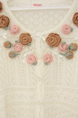 画像2: PINK HOUSE / ローズモチーフ付き透かしカーディガン  オフシロ O-26-08-24-041-LO-TO-IG-OS (2)