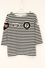 画像1: PINK HOUSE / CHELSEA ボーダーワッペンカットソー 3(M) シロ×クロ O-26-08-24-049-LO-TO-IG-OS (1)
