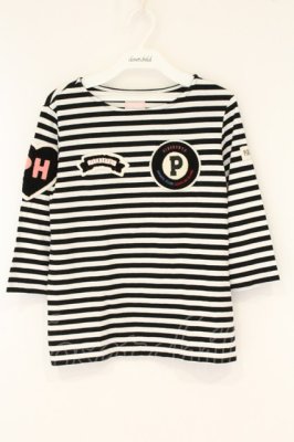 Preview of CHELSEA ボーダーワッペンカットソー 3(M) シロ×クロ