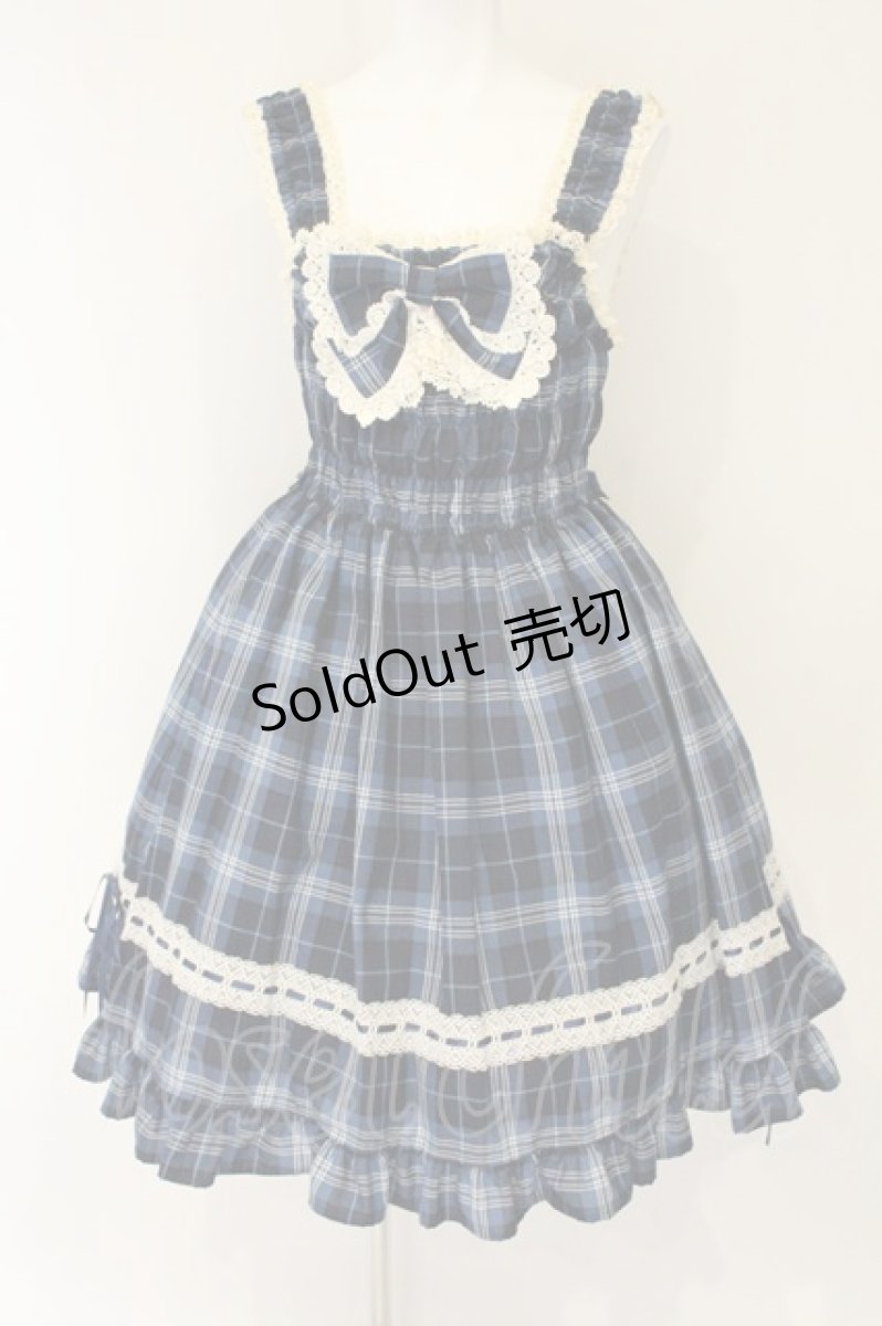 画像1: BABY,THE STARS SHINE BRIGHT / タータンチェックリボンシャーリングプリンセスジャンパースカート  ブルー O-26-08-24-069-BA-SK-IG-OS (1)