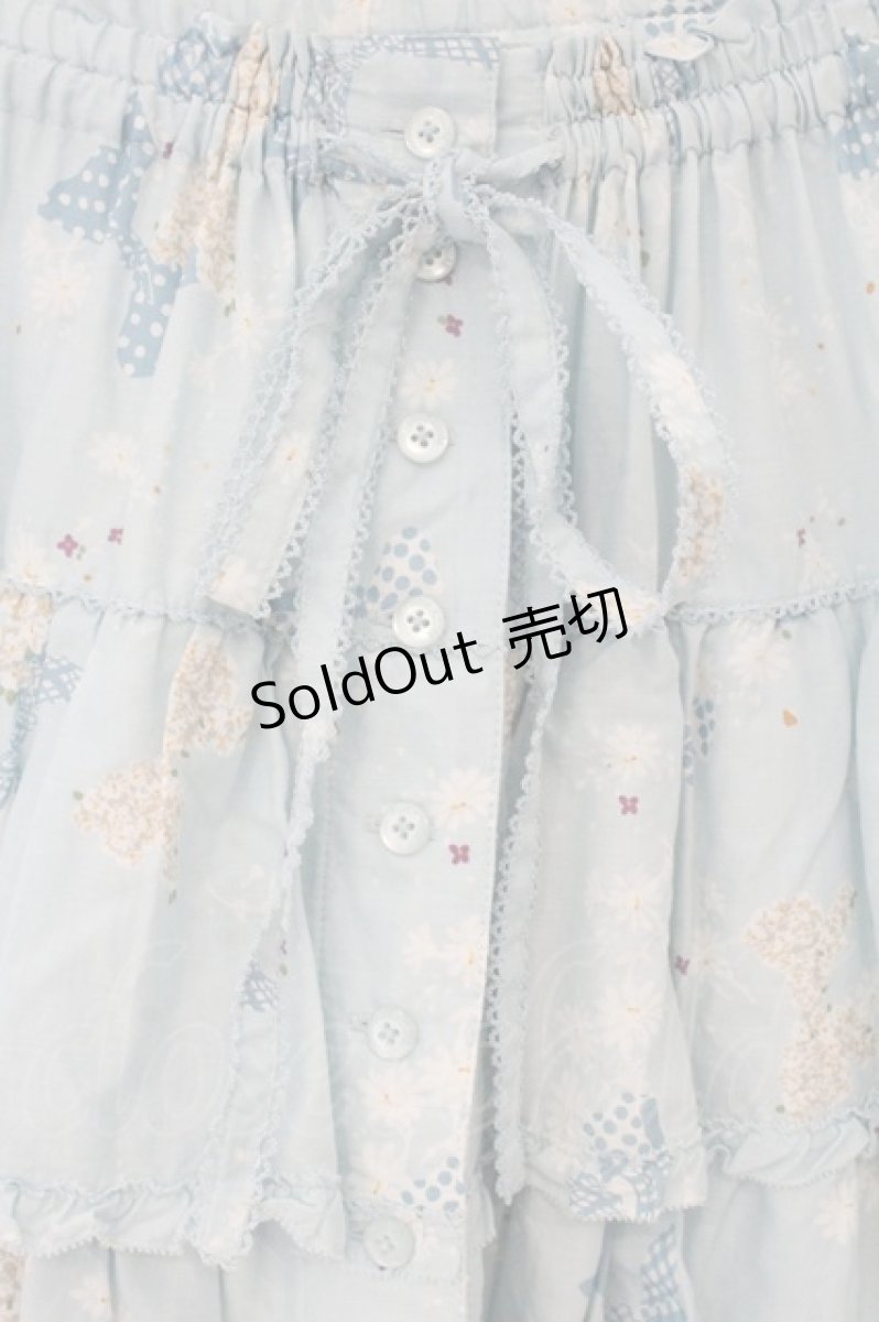 画像2: PINK HOUSE / ひな菊リボンプリントティアードスカート  サックス O-26-08-24-081-LO-SK-IG-OS (2)