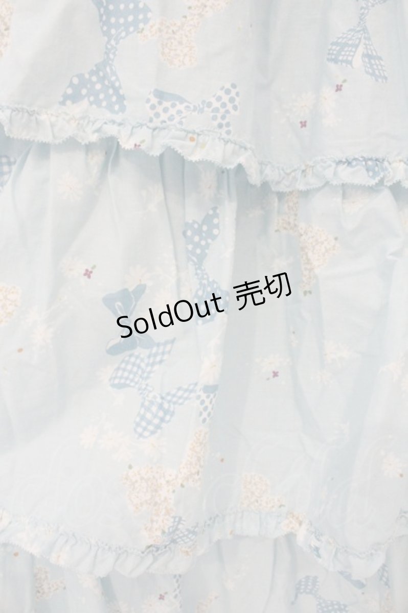 画像4: PINK HOUSE / ひな菊リボンプリントティアードスカート  サックス O-26-08-24-081-LO-SK-IG-OS (4)