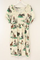 画像1: Jane Marple / ケンネルプリントのカットソーワンピース M アイボリー O-26-08-24-021-JM-OP-OW-OS (1)