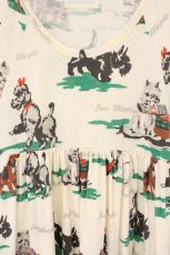 画像2: Jane Marple / ケンネルプリントのカットソーワンピース M アイボリー O-26-08-24-021-JM-OP-OW-OS (2)