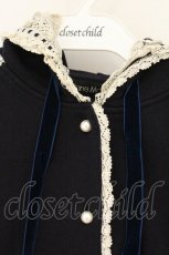 画像2: Jane Marple / トーションレース配色フード付きコットンカーディガン M ネイビー×キナリ O-26-08-24-022-JM-TO-OW-OS (2)