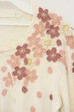 画像2: PINK HOUSE / さくらモチーフカーディガン  シロ O-26-08-25-031-LO-TO-IG-OS (2)