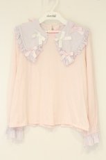 画像1: Nile Perch / 三角襟カットソー  ラベンダー×ピンク O-26-08-25-046-LO-TO-IG-OS (1)