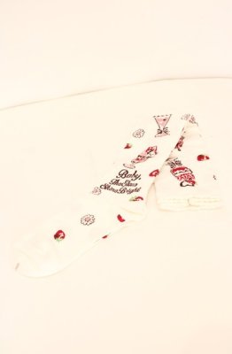 Preview of Berry Berry Strawberry Parfait〜くみゃちゃんアイスを添えて〜柄オーバーニーソックス  シロ