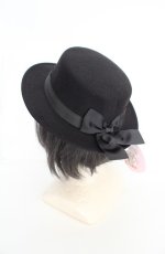 画像2: m petit by misako / TT*AMリボンカンカン帽 57.5cm クロ O-26-08-25-1005-LO-AC-OW-OS (2)