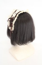 画像2: Innocent World / 巻きバラ付きヘッドドレス  ブラウン×生成り O-26-08-25-1008-IW-AC-IG-OS (2)