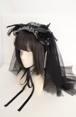 画像1: Hoshibako Works / ナイト・イーヴィル　ヴェール付きヘッドドレス  クロ O-26-08-25-1011-LO-AC-OW-OS (1)
