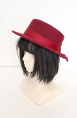 画像1: m petit by misako / TT*AMリボンカンカン帽 57.5cm ワイン O-26-08-25-1003-LO-AC-OW-OS (1)