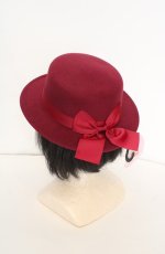 画像2: m petit by misako / TT*AMリボンカンカン帽 57.5cm ワイン O-26-08-25-1003-LO-AC-OW-OS (2)