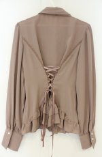 画像2: axes femme / バックレースアップブラウス F ブラウン O-26-08-25-2054-AX-BL-OW-OS (2)