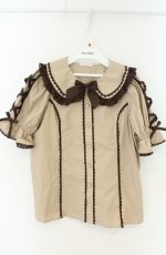 画像1: Chalmiere / 袖レースアップブラウス  ブラウン O-26-08-25-2066-AX-BL-IG-OS (1)
