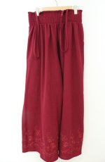 画像2: axes femme / 裾刺繍サス付ワイドパンツ M ワイン O-26-08-25-2001-AX-PA-OW-OS (2)